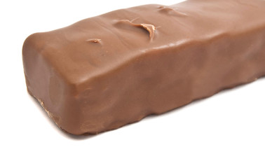 single chocolate bar on white