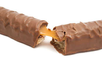 tasty chocolate bar with caramel