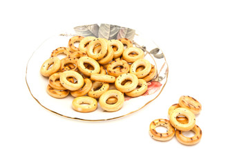 bagels on glass dish