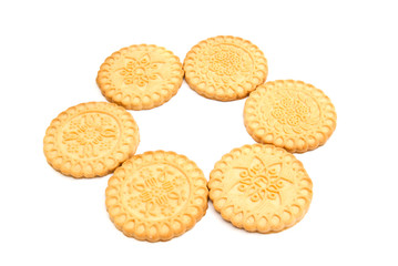 six tasty cookies on white