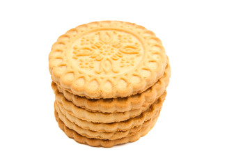stack of cookies on white