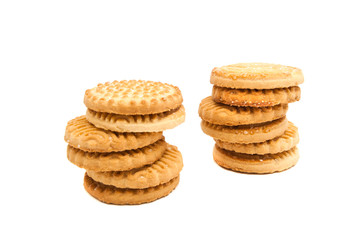 two stacks of tasty cookies