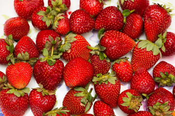 Strawberries arranged on the display