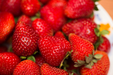 Strawberries arranged on the display