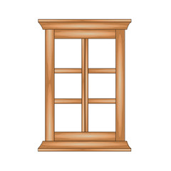 Wooden  window. Vector illustration.