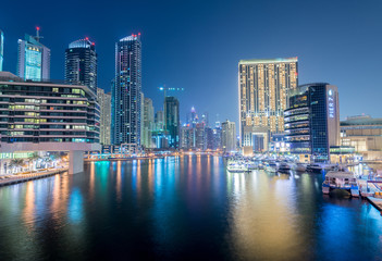Naklejka na ściany i meble Dubai - AUGUST 9, 2014: Dubai Marina district on August 9 in UAE