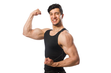 Fototapeta premium Muscular man isolated on the white