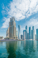 Fototapeta na wymiar Dubai - AUGUST 9, 2014: Dubai Marina district on August 9 in UAE