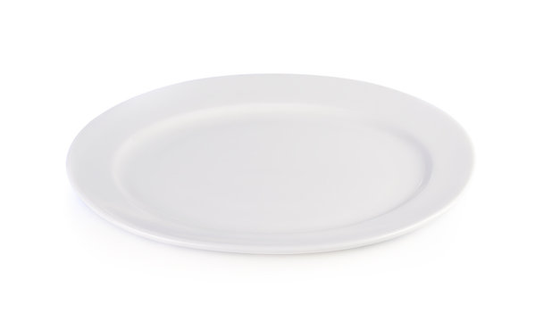 Empty white plate  on white background