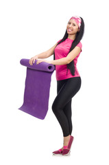 Fototapeta premium Woman doing exercises on white