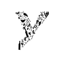 Abstract vector alphabet - Y made from Food icon - alphabet set