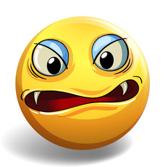 Monster face on yellow badge