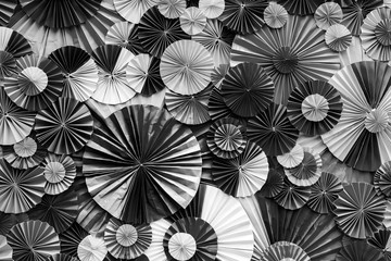 Fototapeta na wymiar Black and white paper flower abstract for background