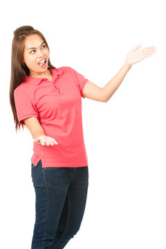 Presenting Product Asian Female Half Looking Away