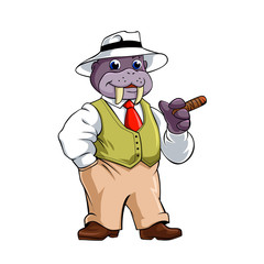 Elegant walrus with Cigar