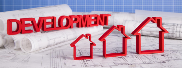 Development, architecture blueprints concept
