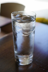 Glass of water on table