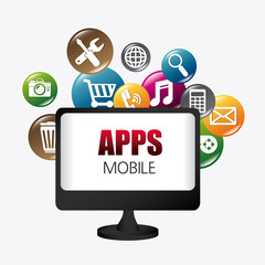 Mobile applications and technology icons design.