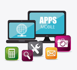 Mobile applications and technology icons design.