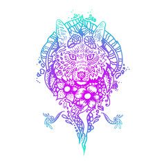 Graphic colored vector fox. 