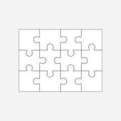 Jigsaw puzzle blank template 4x3, twelve pieces
