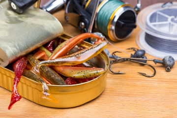 Swimbait different colors in open can