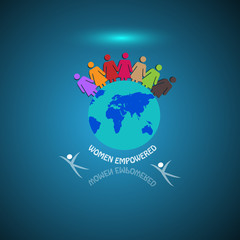 Naklejka premium Vector Illustration of Women Empowerment, Concept of unity , strength, Leadership, Together and Happiness