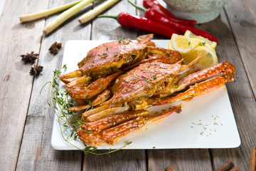 chili crab in in restaurant