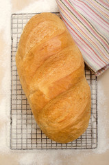 freshly baked bread on a cooling rack