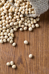 soya beans on wooden surface