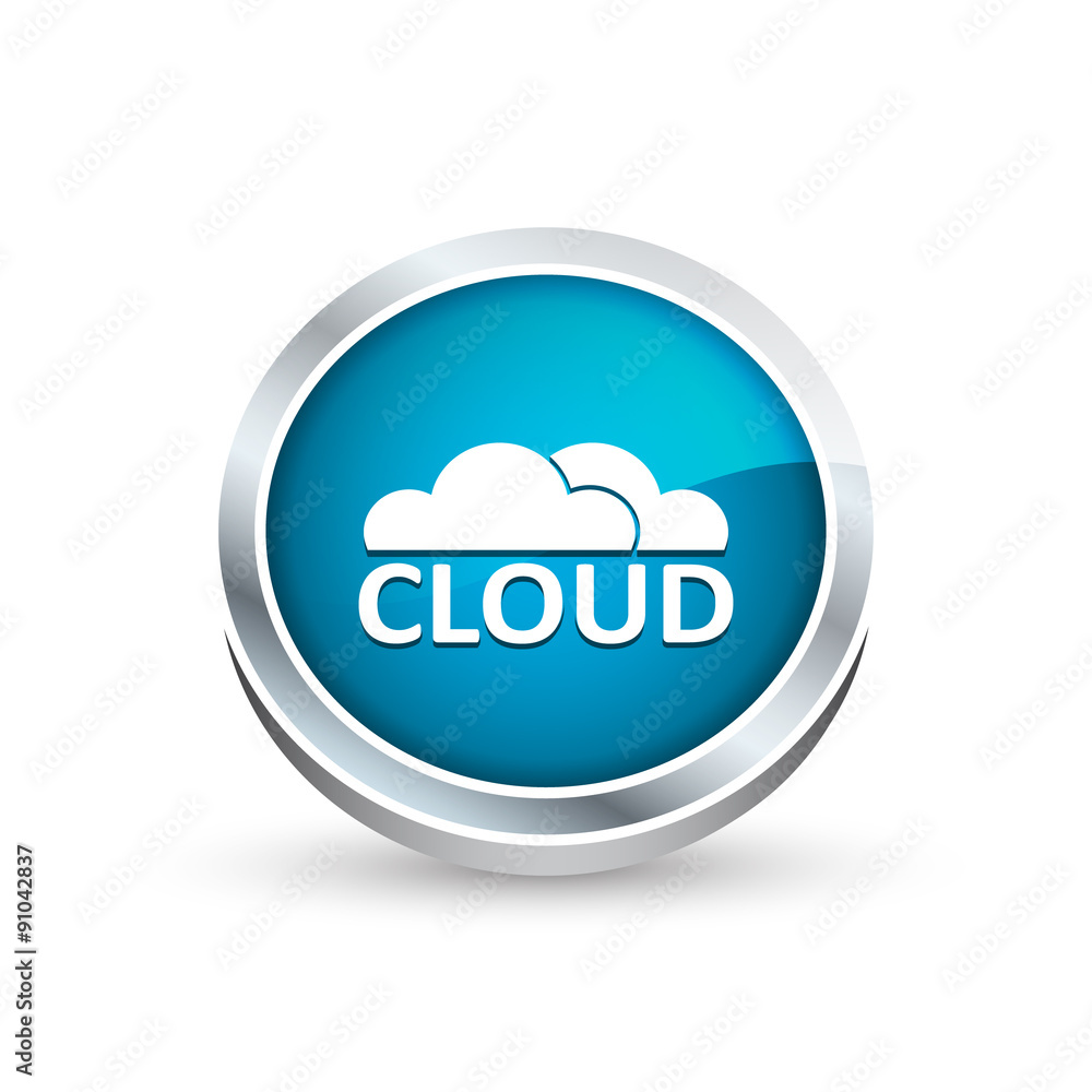 Aufkleber cloud vector icon, button. three-dimensional view with perspective.