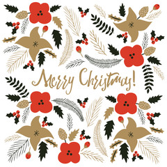 Christmas Greeting Card. Merry Christmas lettering