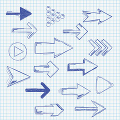 Checked Paper Handdrawn Arrows Set