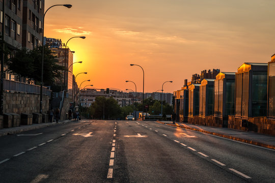 sunset in a street 