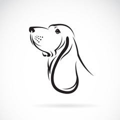 Vector of a basset hound head on white background. Pets. Animals. - obrazy, fototapety, plakaty
