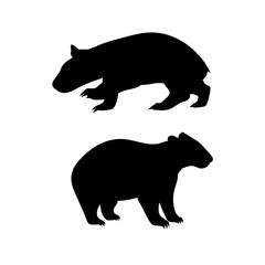 Wombat vector silhouettes.