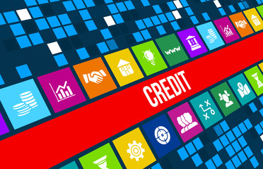 Credit  concept image with business icons and copyspace.