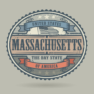 Stamp with the text United States of America, Massachusetts