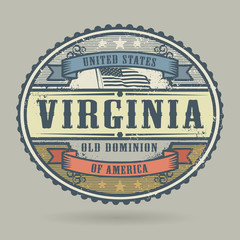Stamp or label with the text United States of America, Virginia