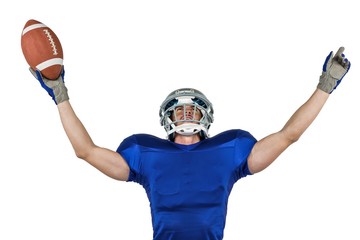 American football player gesturing victory