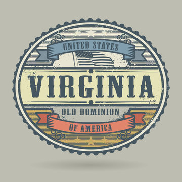 Stamp or label with the text United States of America, Virginia