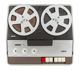 retro tape recorder isolated on white background