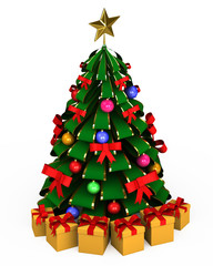3d  tree with toys on white background