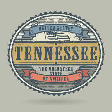 Vintage stamp with the text United States of America, Tennessee