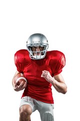 American football player in red jersey running