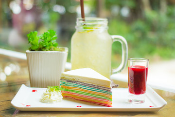 rainbow crapecake set in the morning