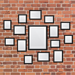 Set realistic frame on wall. Perfect for your presentations. Vec