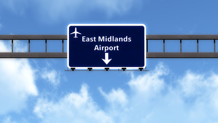 East Midlands England United Kingdom Airport Highway Road Sign