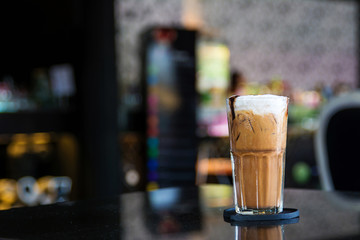 Ice cappuccino on the table 