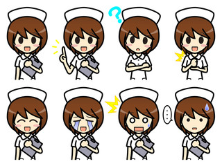 シンプルキャラクター　会話・表情イラスト集　女性看護師 その１